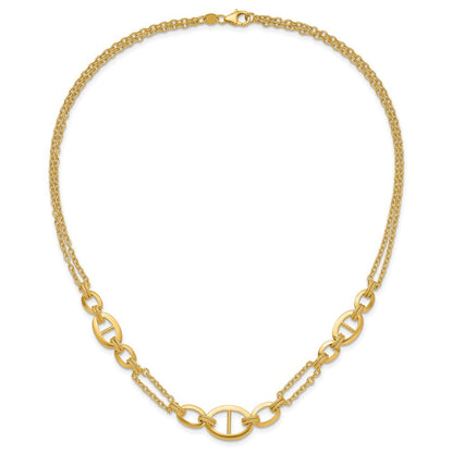 14K Gelbgold Poliert Multi Strang Fantasieglieder Halskette