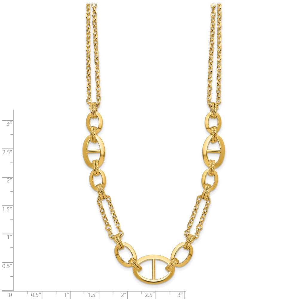 14K Gelbgold Poliert Multi Strang Fantasieglieder Halskette
