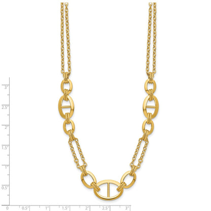 14K Gelbgold Poliert Multi Strang Fantasieglieder Halskette