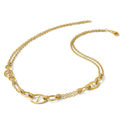 14K Gelbgold Poliert Multi Strang Fantasieglieder Halskette
