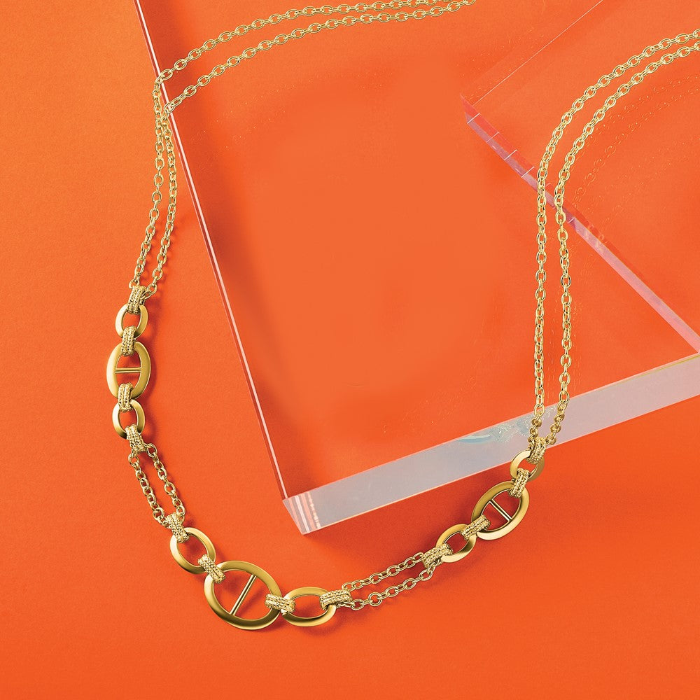 14K Gelbgold Poliert Multi Strang Fantasieglieder Halskette