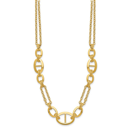 14K Gelbgold Poliert Multi Strang Fantasieglieder Halskette