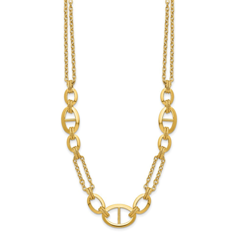 14K Gelbgold Poliert Multi Strang Fantasieglieder Halskette
