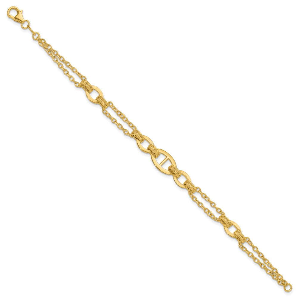 14K Gelbgold Poliert Multi Strang Fantasieglieder Armband
