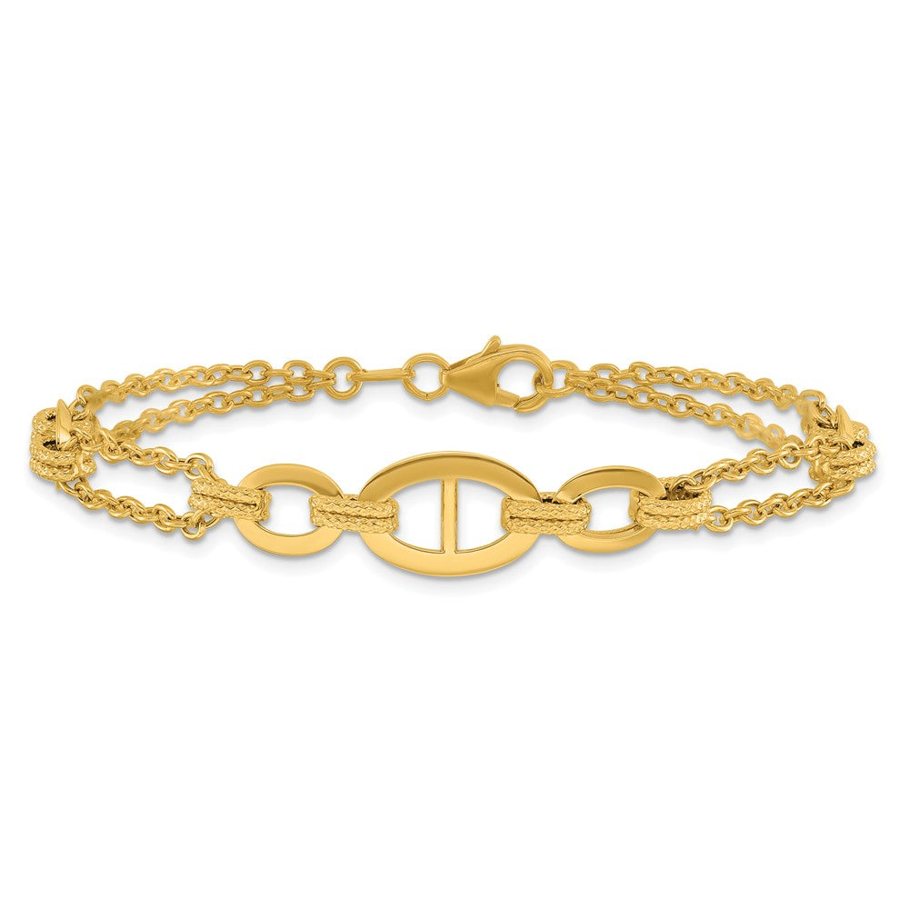 14K Gelbgold Poliert Multi Strang Fantasieglieder Armband