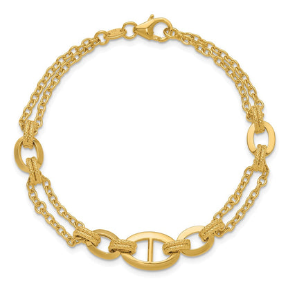 14K Gelbgold Poliert Multi Strang Fantasieglieder Armband