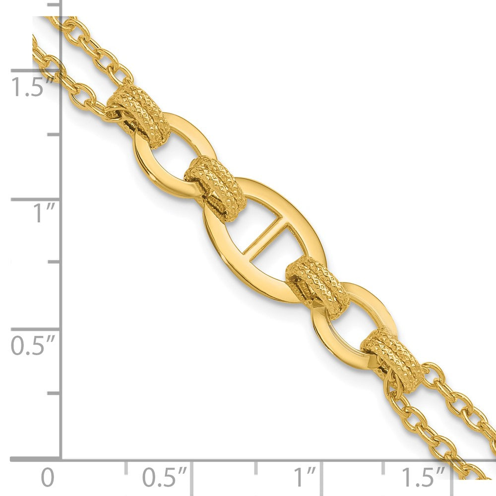 14K Gelbgold Poliert Multi Strang Fantasieglieder Armband