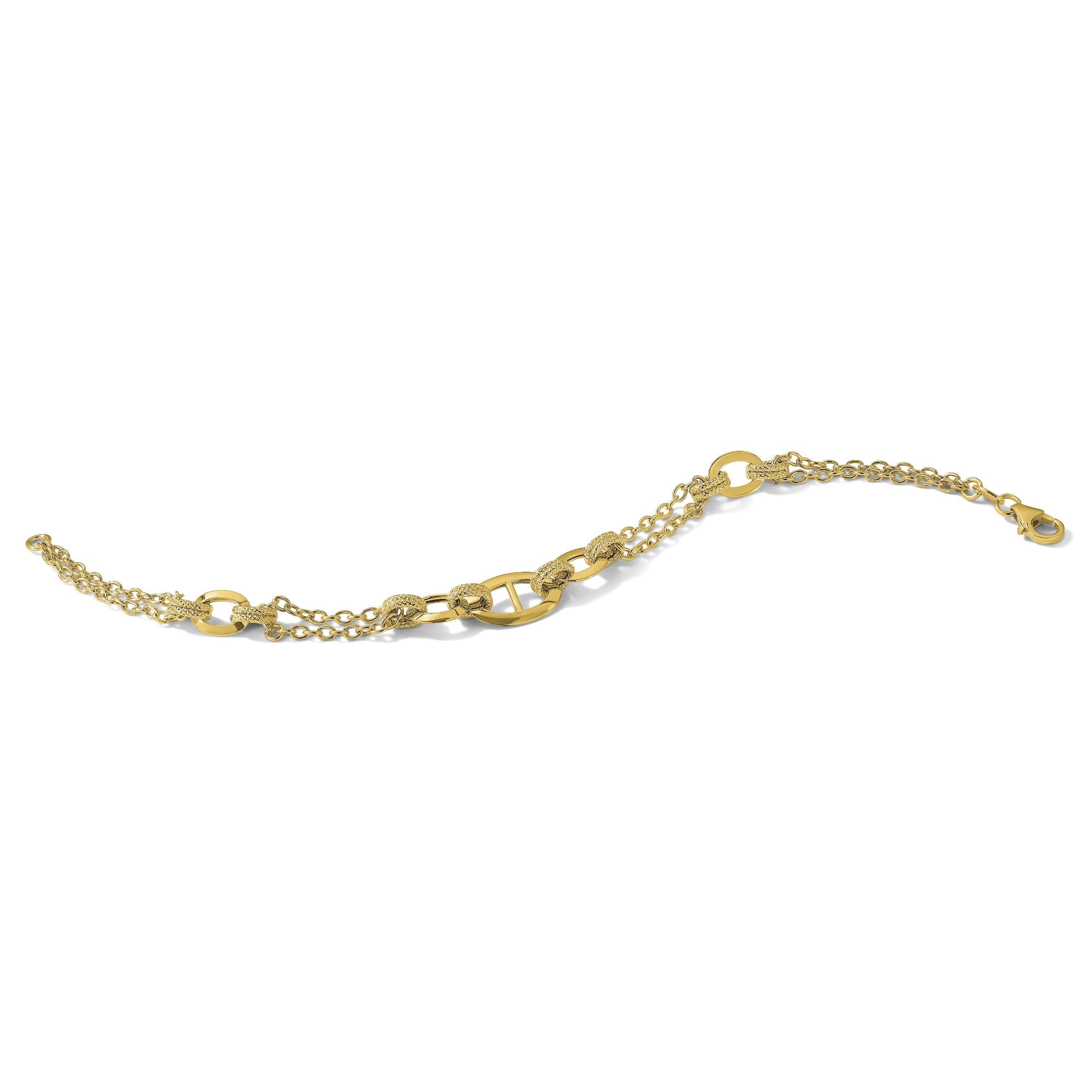 14K Gelbgold Poliert Multi Strang Fantasieglieder Armband