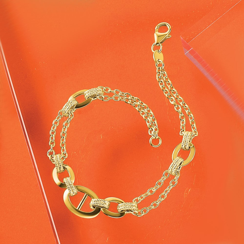 14K Gelbgold Poliert Multi Strang Fantasieglieder Armband