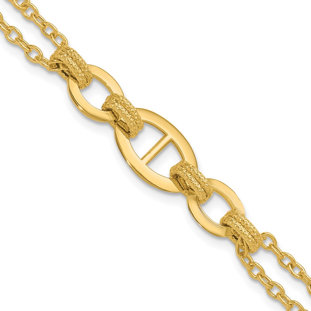 14K Gelbgold Poliert Multi Strang Fantasieglieder Armband
