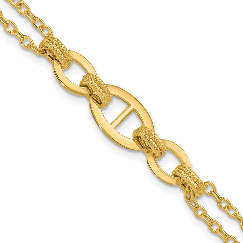 14K Gelbgold Poliert Multi Strang Fantasieglieder Armband