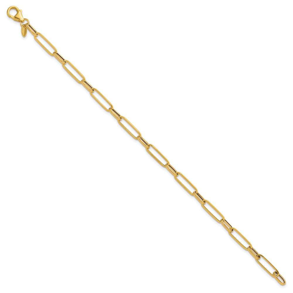 14K Gelbgold Poliert/textured Fantasieglieder Armband