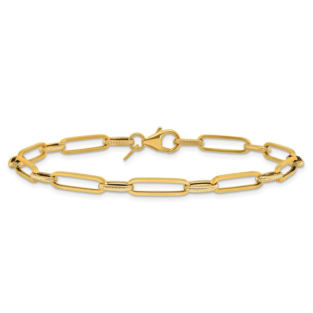 14K Gelbgold Poliert/textured Fantasieglieder Armband