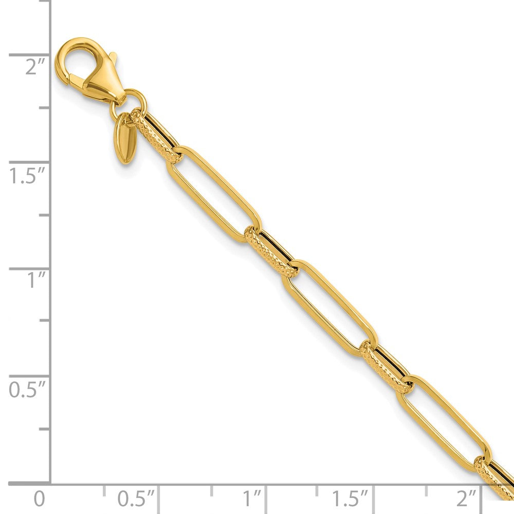 14K Gelbgold Poliert/textured Fantasieglieder Armband