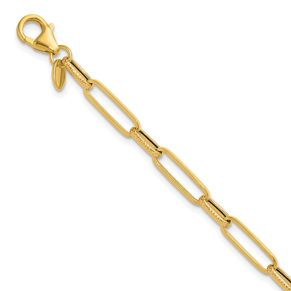 14K Gelbgold Poliert/textured Fantasieglieder Armband