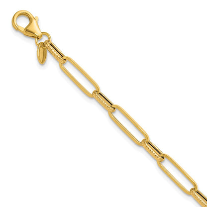 14K Gelbgold Poliert/textured Fantasieglieder Armband