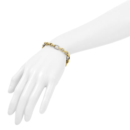 14K Bicolor Poliert und Strukturiert Fantasieglieder Armband