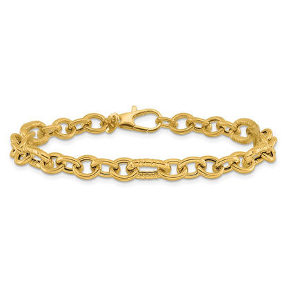 14K Gelbgold Poliert Fantasieglieder Armband
