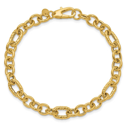14K Gelbgold Poliert Fantasieglieder Armband
