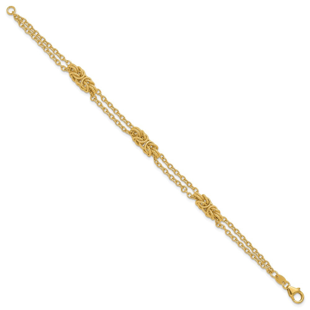 14K Gelbgold Poliert und Strukturiert Multi Strang Armband