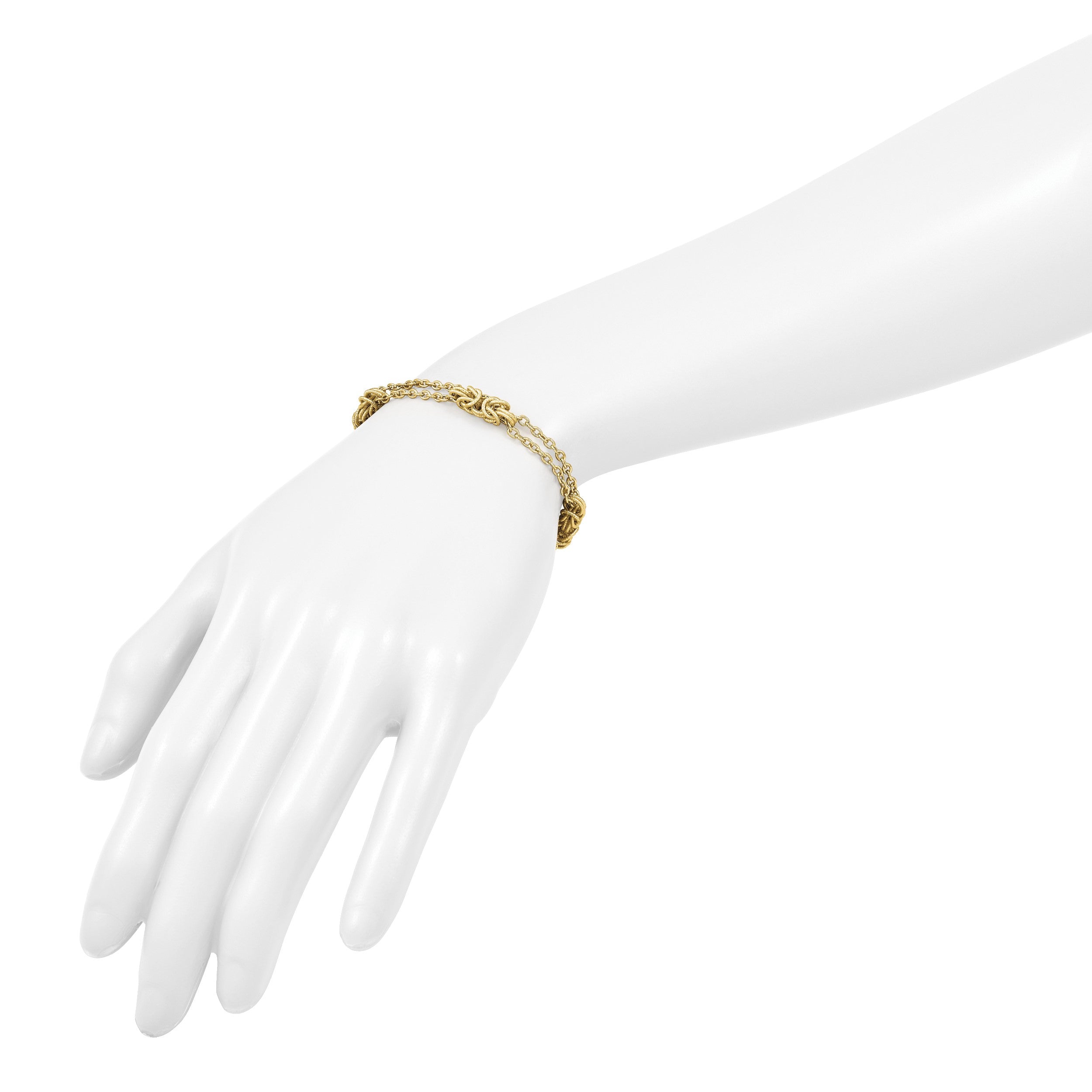 14K Gelbgold Poliert und Strukturiert Multi Strang Armband