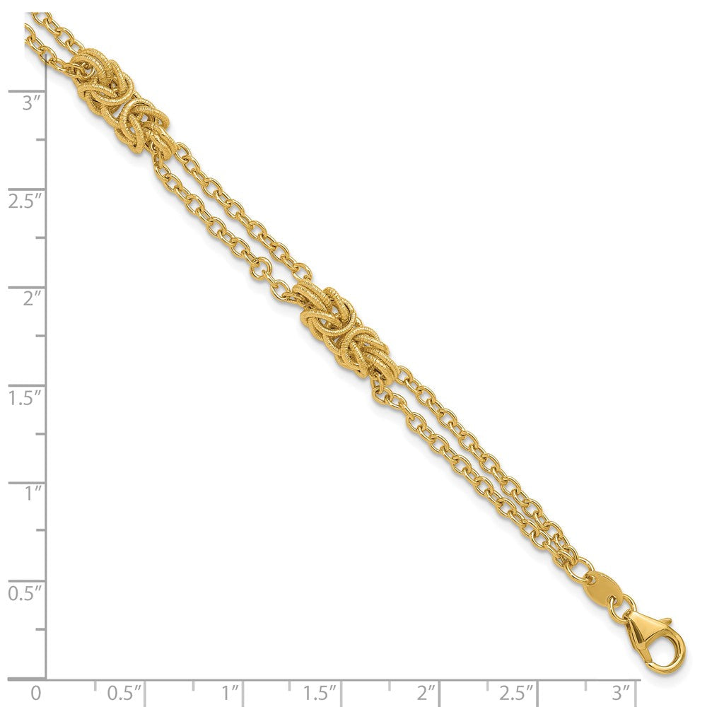 14K Gelbgold Poliert und Strukturiert Multi Strang Armband