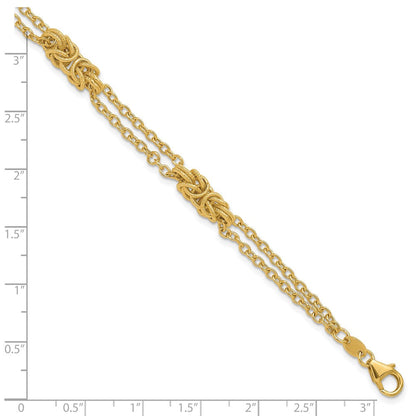 14K Gelbgold Poliert und Strukturiert Multi Strang Armband