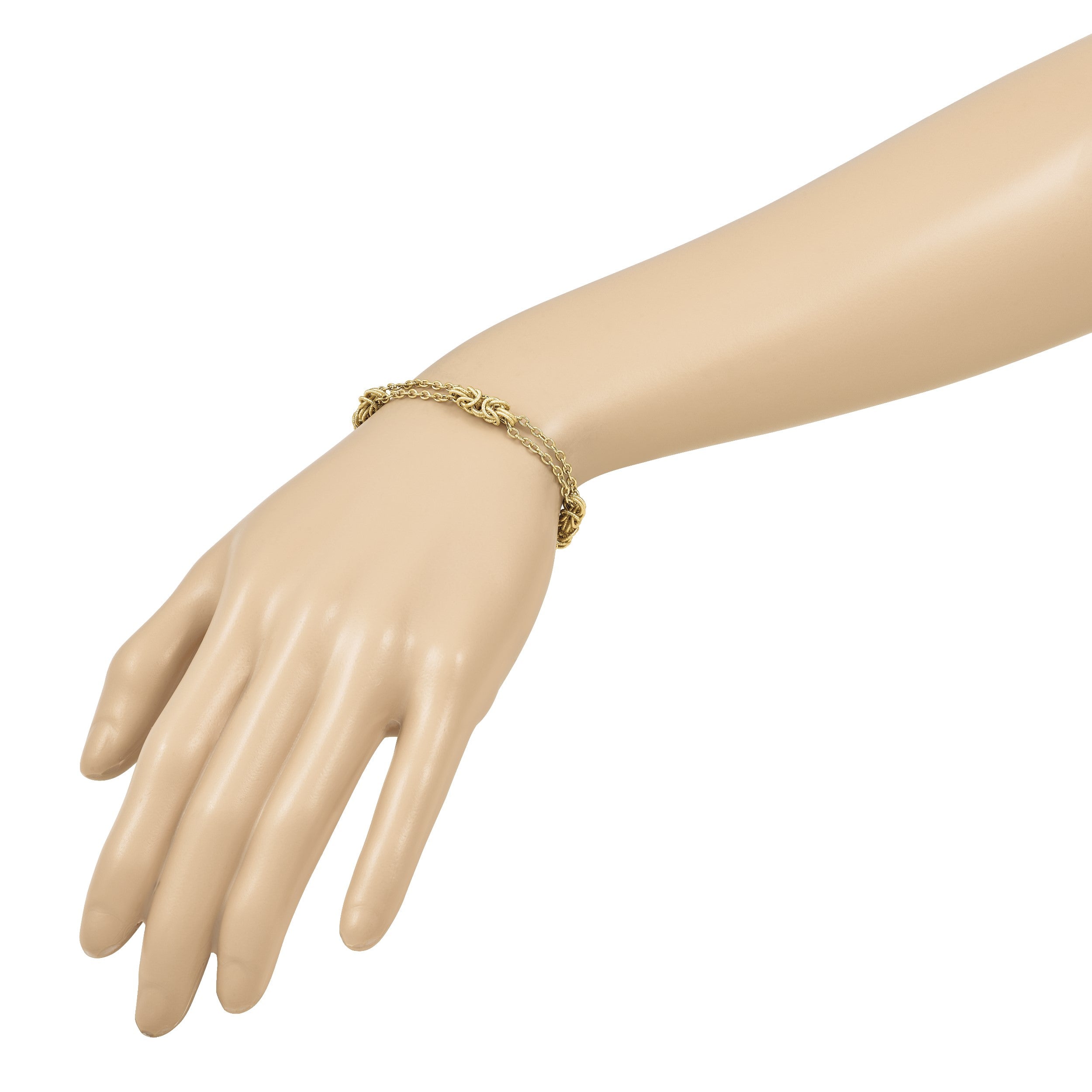 14K Gelbgold Poliert und Strukturiert Multi Strang Armband