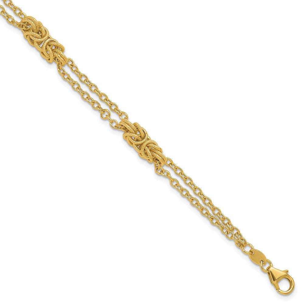 14K Gelbgold Poliert und Strukturiert Multi Strang Armband