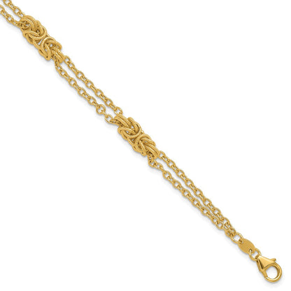 14K Gelbgold Poliert und Strukturiert Multi Strang Armband