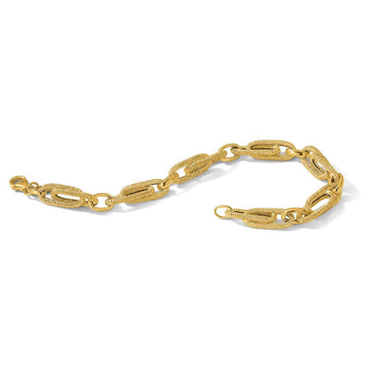 14K Gelbgold Poliert und Strukturiert Fantasieglieder Armband