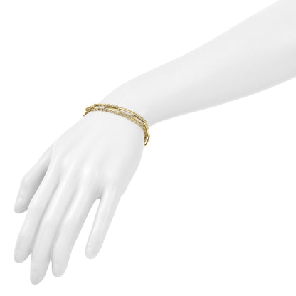 14K Gelbgold Poliert 3 Strang Fantasieglieder Armband