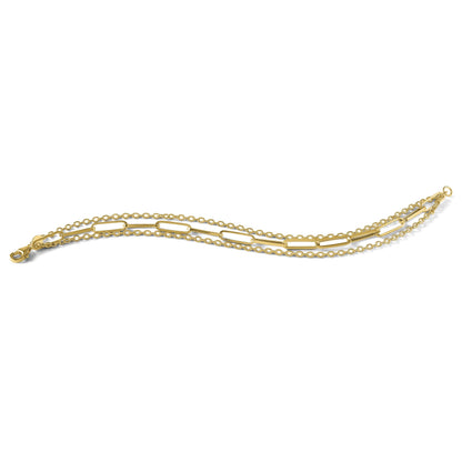14K Gelbgold Poliert 3 Strang Fantasieglieder Armband