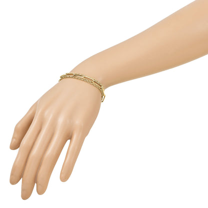 14K Gelbgold Poliert 3 Strang Fantasieglieder Armband