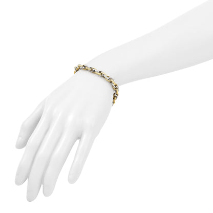 14K Bicolor Poliert und Strukturiert Fantasieglieder Armband