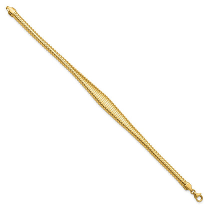 14K Gelbgold Poliert Ridged Abgestuft Armband