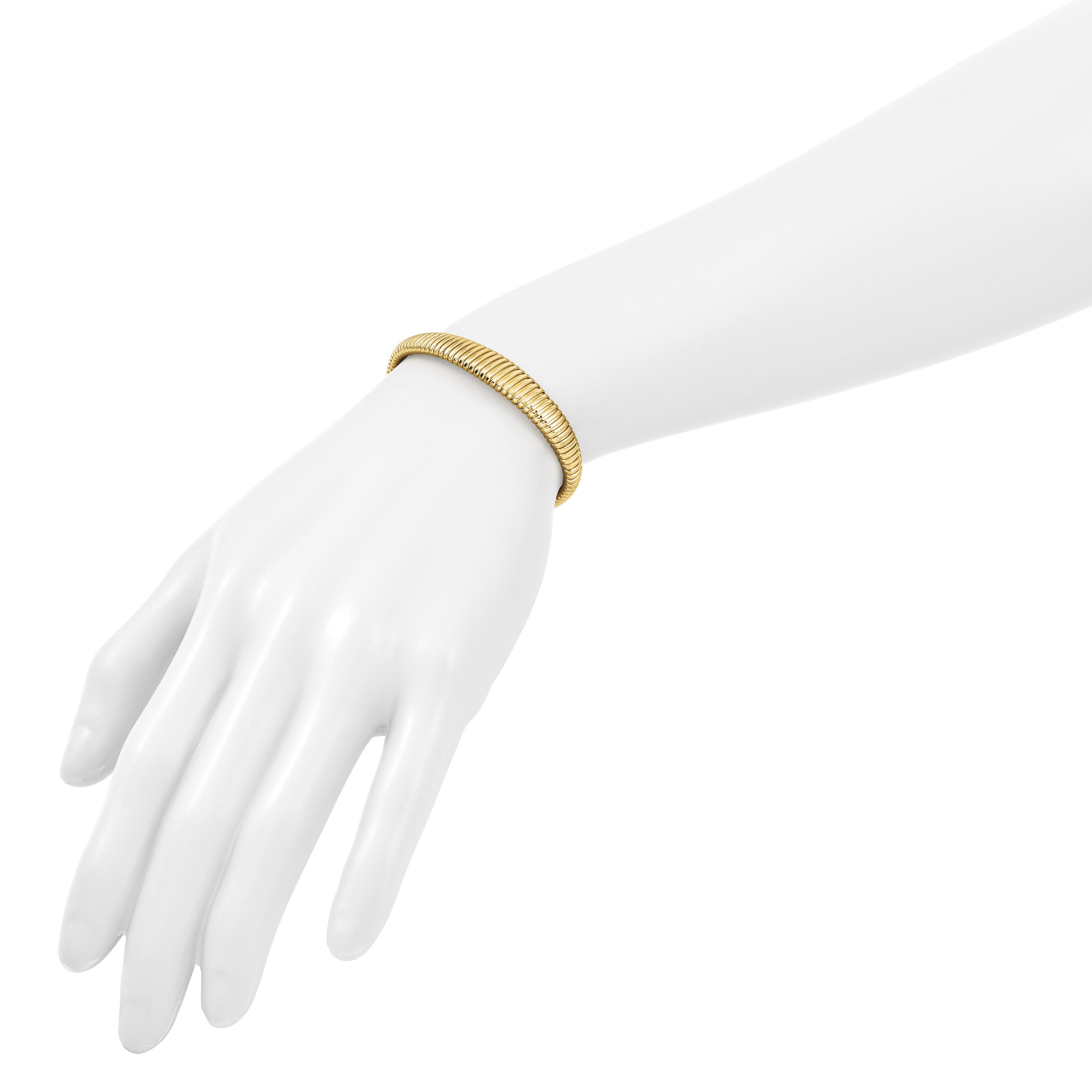 14K Gelbgold Poliert Ridged Abgestuft Armband