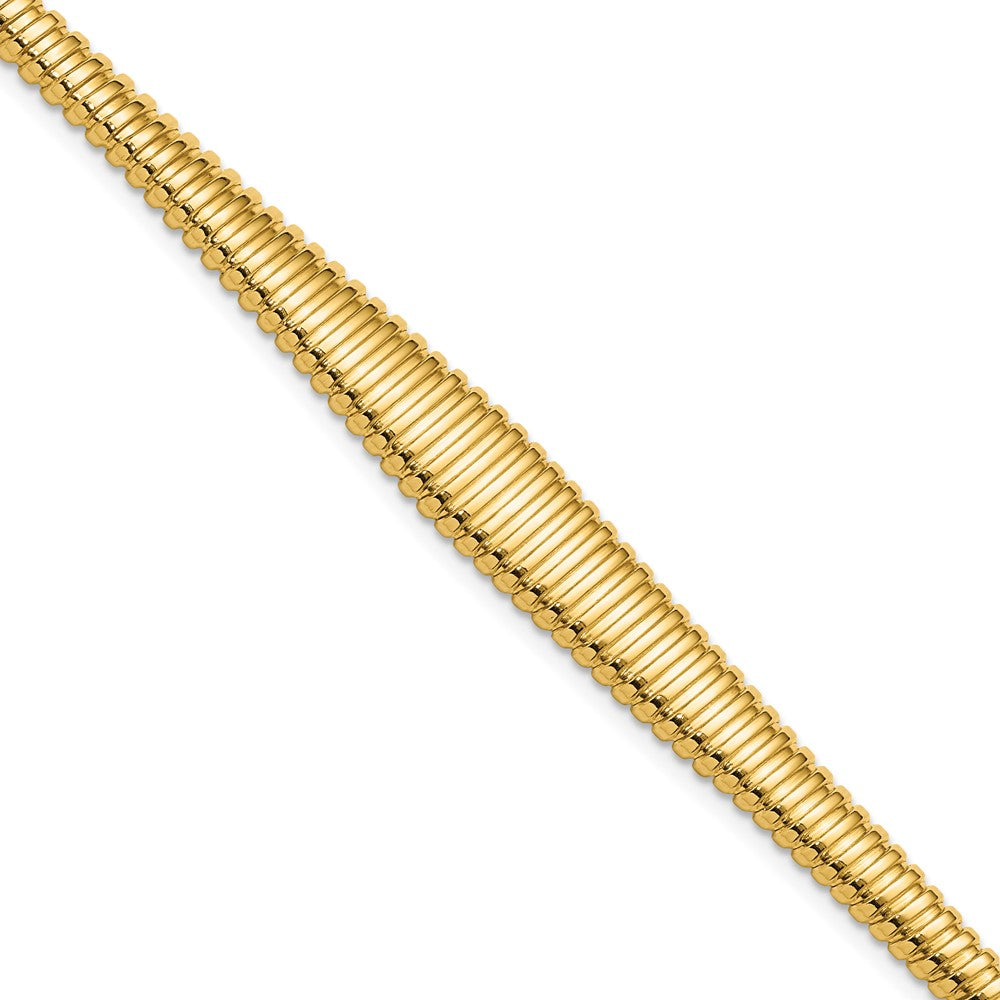 14K Gelbgold Poliert Ridged Abgestuft Armband