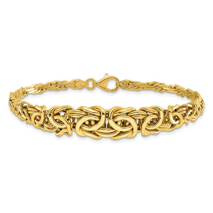14K Gelbgold Poliert Byzantiner Abgestuft Gliederarmband