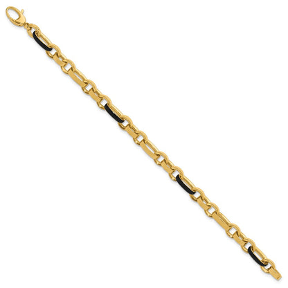 14K Gelbgold Poliert mit Emaille Glieder Armband