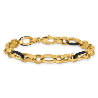 14K Gelbgold Poliert mit Emaille Glieder Armband