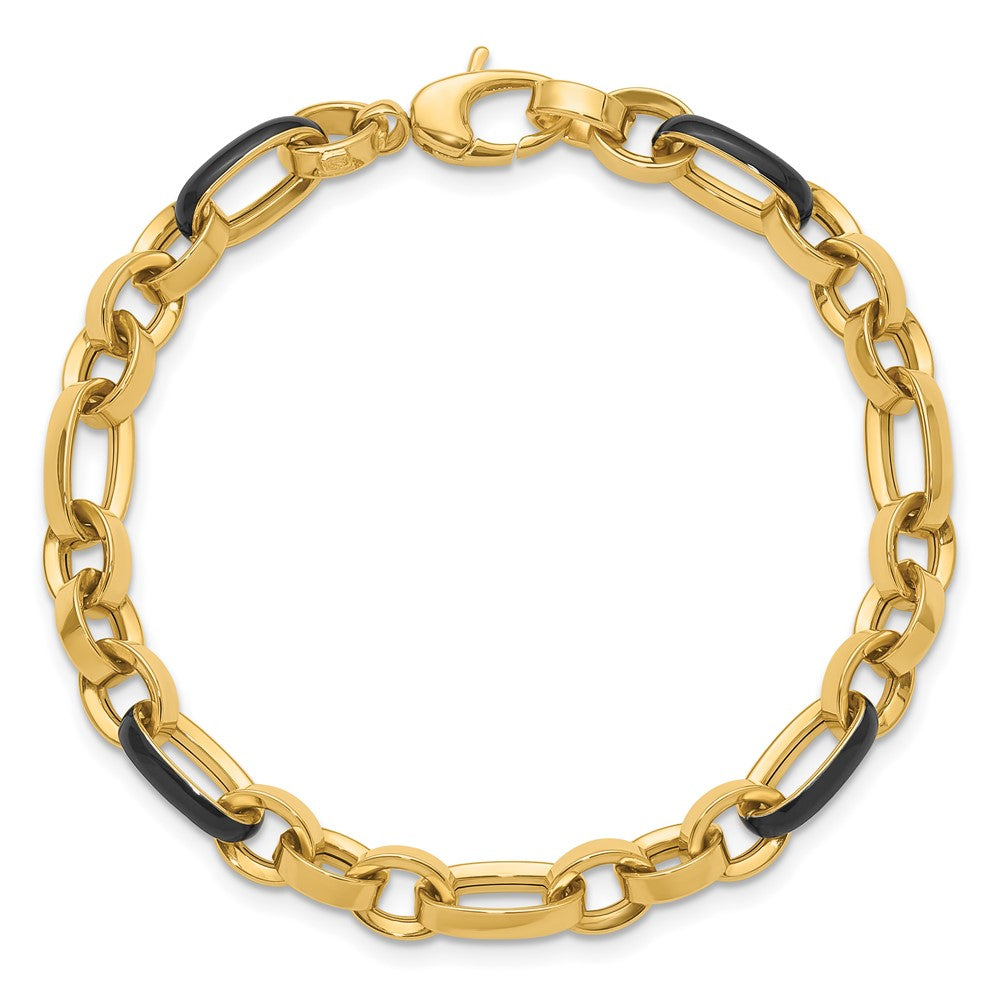 14K Gelbgold Poliert mit Emaille Glieder Armband