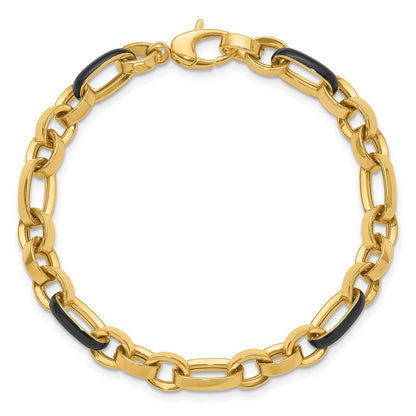 14K Gelbgold Poliert mit Emaille Glieder Armband