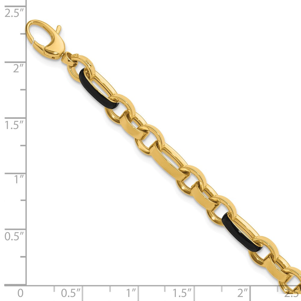 14K Gelbgold Poliert mit Emaille Glieder Armband