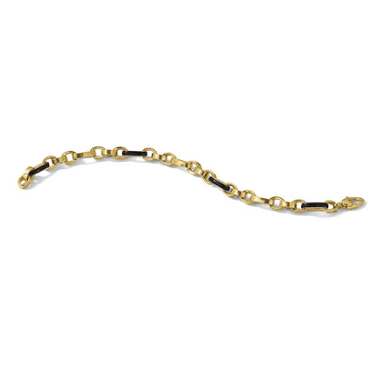 14K Gelbgold Poliert mit Emaille Glieder Armband