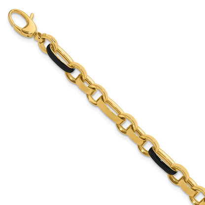 14K Gelbgold Poliert mit Emaille Glieder Armband