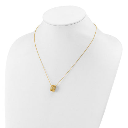 14K Gelbgold Poliert Oval Knöpfe mit 2 Zoll Verlängerung. Halskette