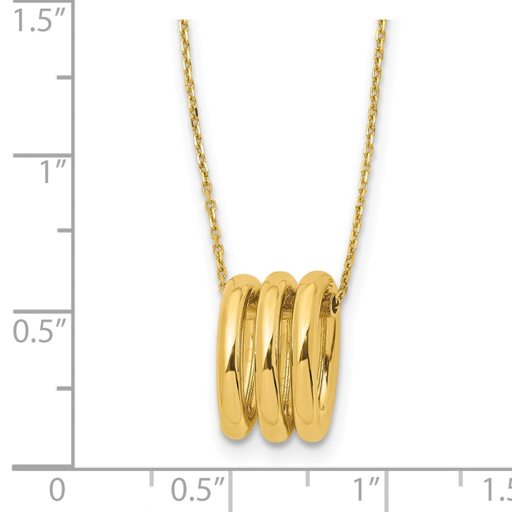 14K Gelbgold Poliert Oval Knöpfe mit 2 Zoll Verlängerung. Halskette