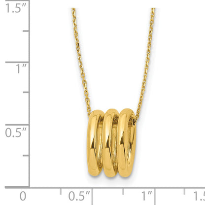 14K Gelbgold Poliert Oval Knöpfe mit 2 Zoll Verlängerung. Halskette