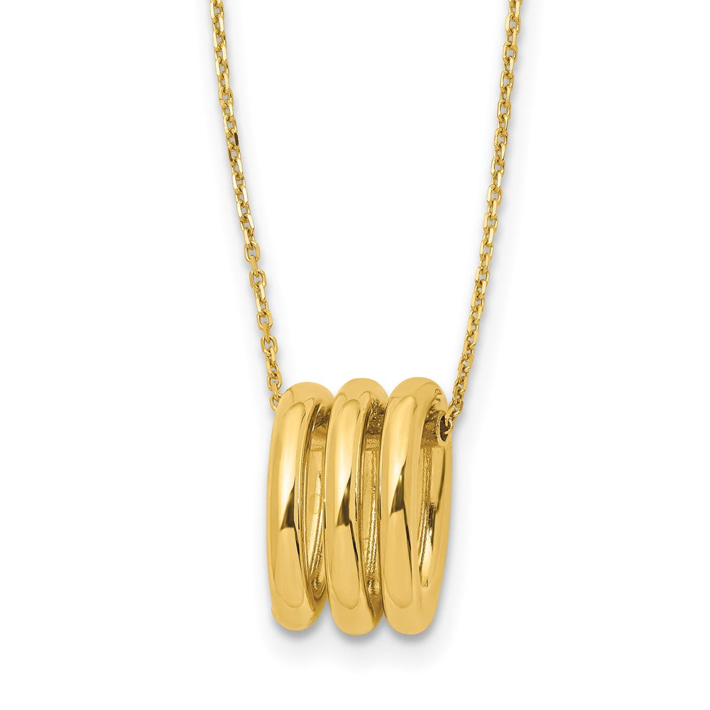14K Gelbgold Poliert Oval Knöpfe mit 2 Zoll Verlängerung. Halskette